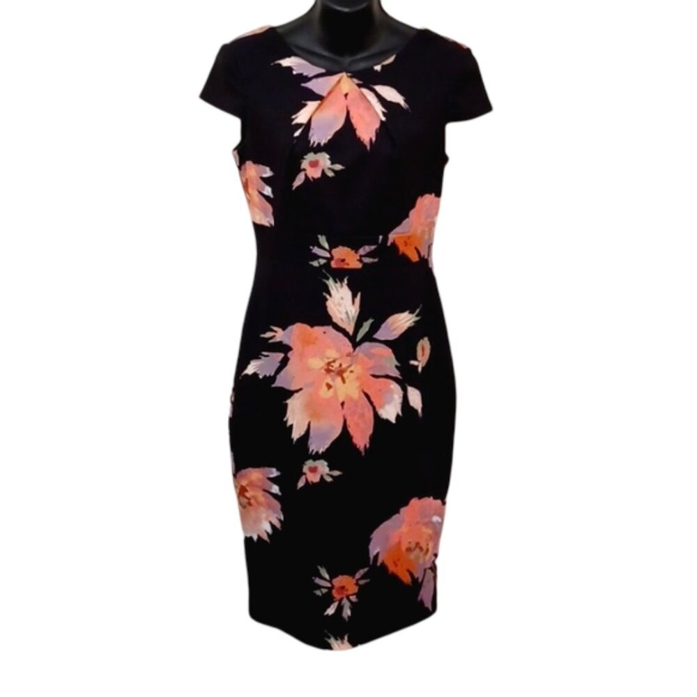 Jax Black Label Floral Print Midi Sheath Dress- Sz. 4